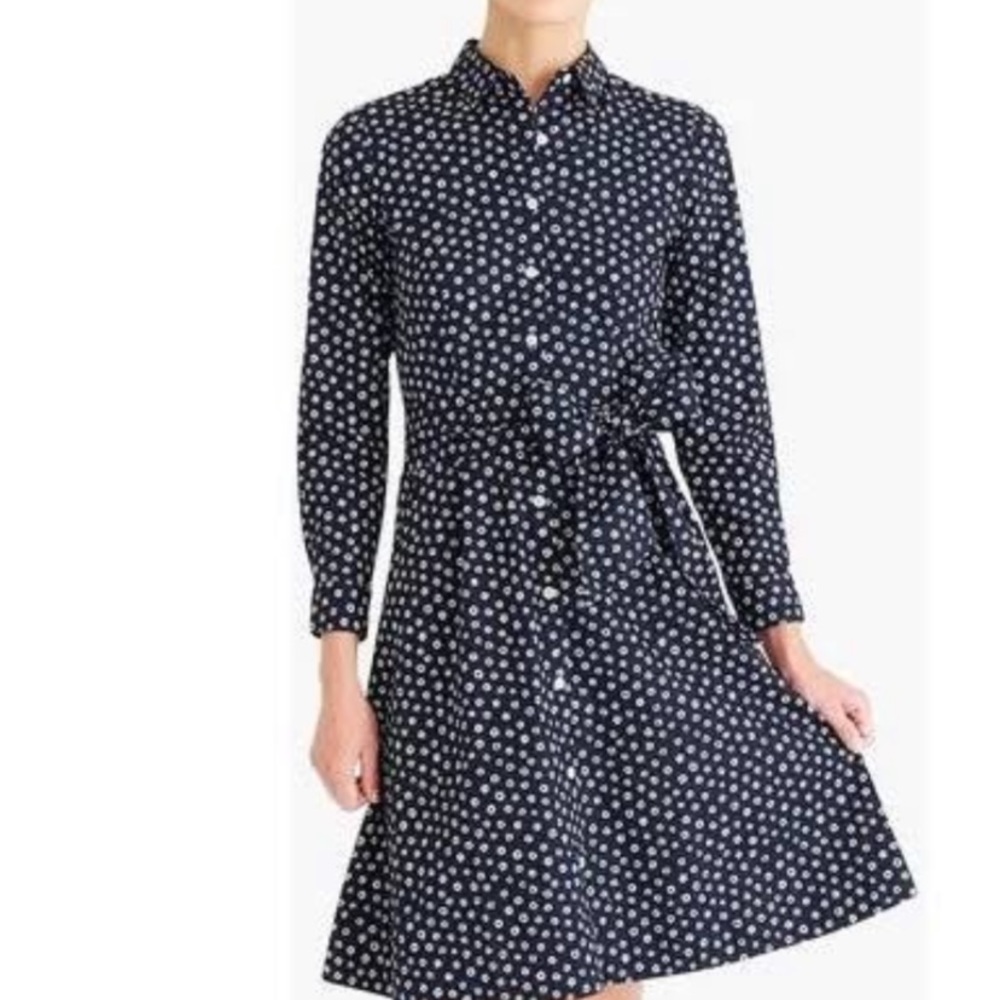 J.Crew Factory Navy Floral Button-Up Dress